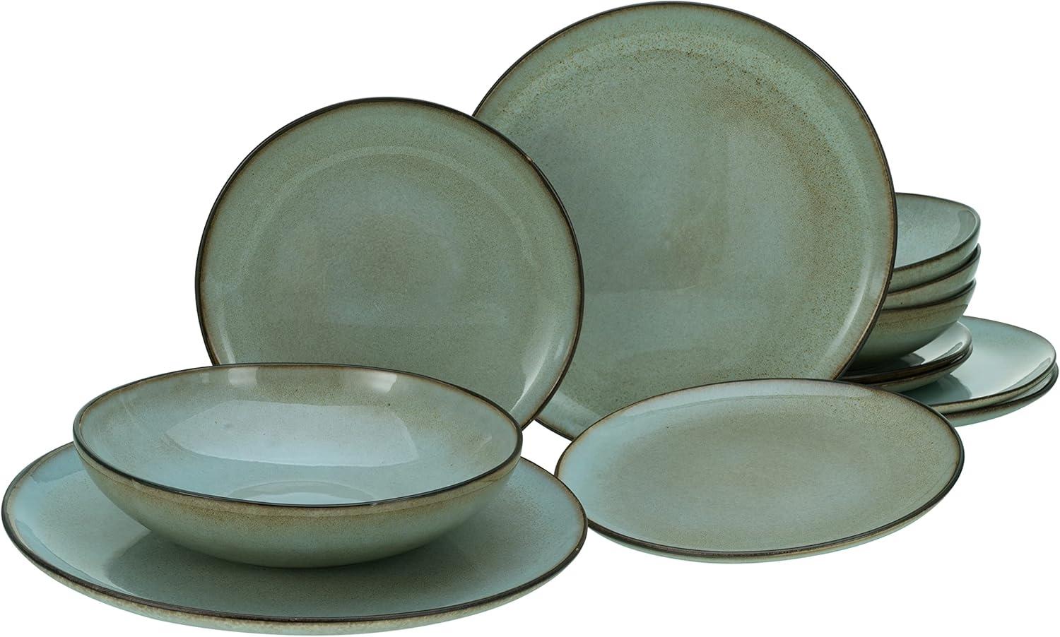 CreaTable 14438 Tafelservice Stone für 4 Personen, Steinzeug, steingrau (1 Set, 12-teilig) Bild 1