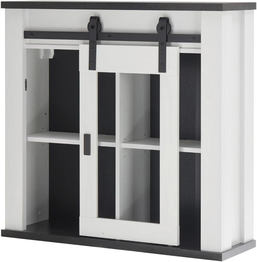 Küche Hängeschrank Stove in weiß Pinie und anthrazit Landhaus 93 x 90 cm Bild 1