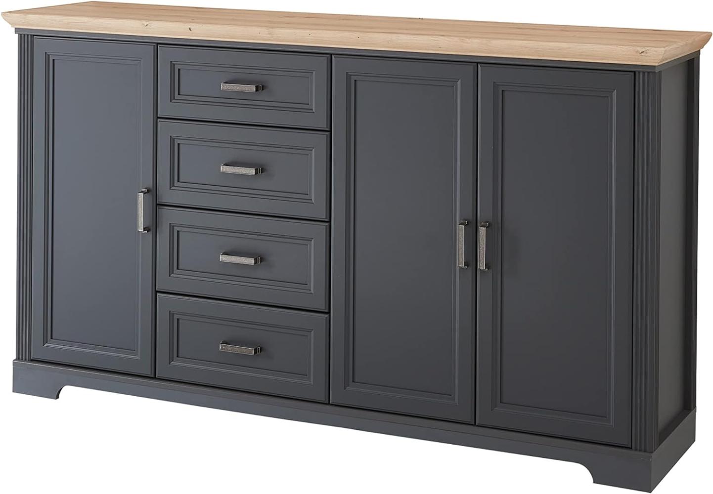 Stella Trading JASMIN Sideboard in Graphit, Artisan Eiche Optik - Kommode im Landhausstil mit Schubladen und viel Stauraum - 182 x 102 x 41 cm (B/H/T) Bild 1