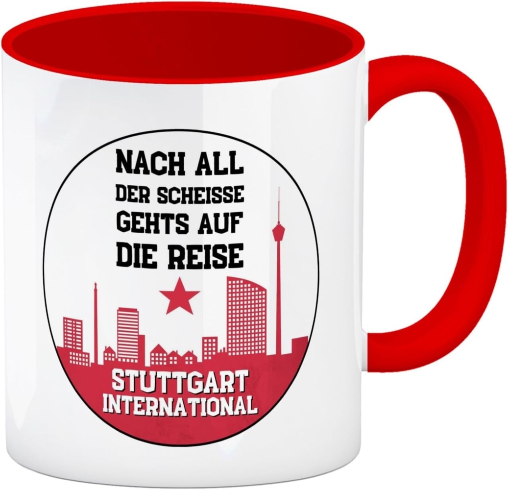 speecheese Tasse Stuttgart Europapokal Kaffeebecher in rot mit Spruch International Bild 1