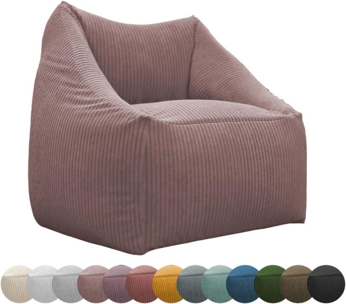 chilly pilley Mini Cord Sitzsack Sitzkissen EPS-Perlen Füllung Bodenkissen Sessel Gartenkissen Kissen Lounge mit Rückenlehne Sitz (Hellrosa) Bild 1