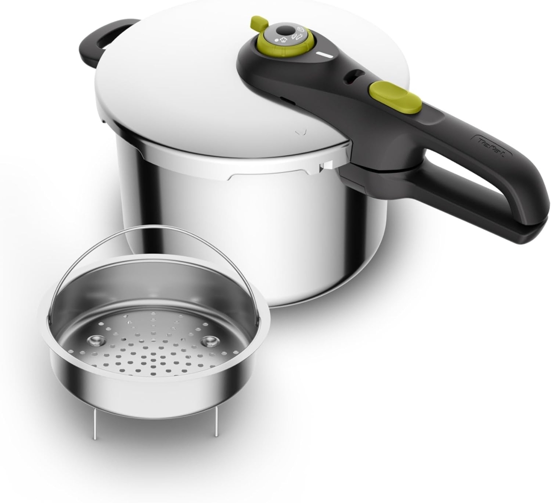 Tefal 'Secure 5 neo' Schnellkochtopf Induktion mit Garkorb, Edelstahl, 6L, absperrbar Bild 1