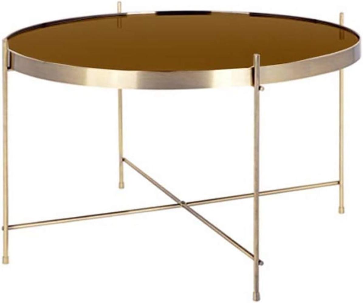 HOMEXPERTS Couchtisch TREND / Beistelltisch Farbe gold mit Tischplatte aus Glas und Metallgestell pulver beschichtet / Sofatisch Farbe gold / D 70, H 40 cm Bild 1