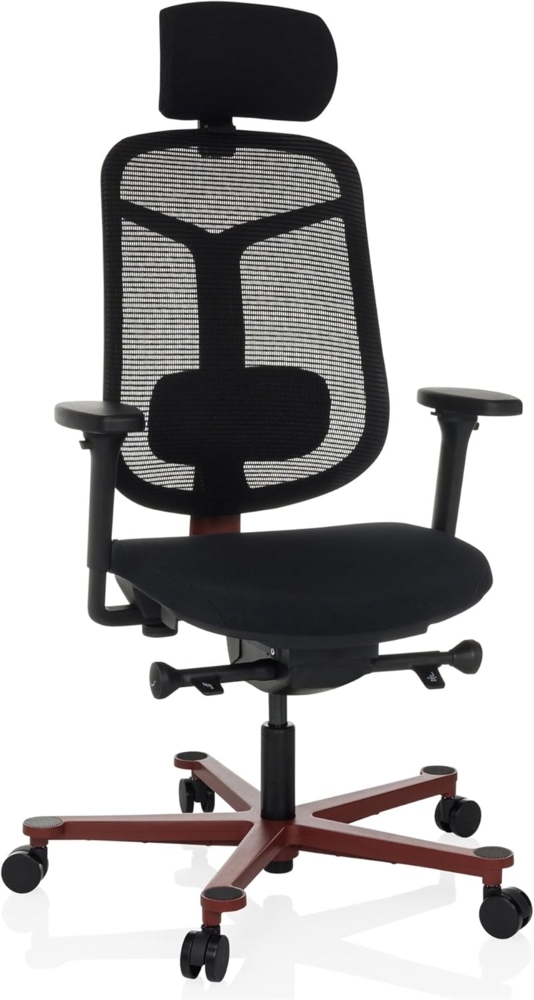 hjh OFFICE Ergonomischer Bürostuhl Bicolore HIGH Drehstuhl mit Verstellbarer Lordosenstütze, Sitz neigbar und tiefenverstellbar, Schwarz/Rot Bild 1