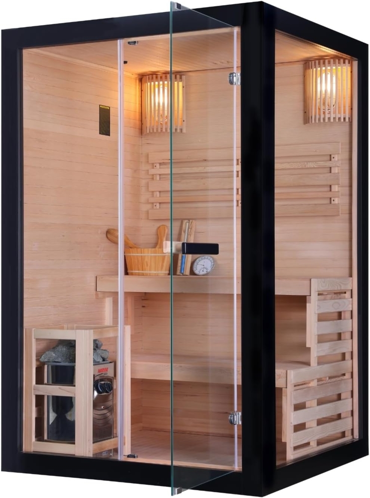 Sanotechnik Finnische Sauna 'PANORAMA BLACK', Holz, 130x120x200 cm Bild 1