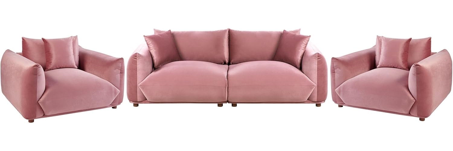 Sofa Set 5-Sitzer LUVOS Samtstoff Rosa Bild 1