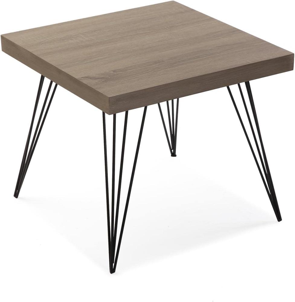 Versa Denver Beistelltisch für das Wohnzimmer, Schlafzimmer oder die Küche. Moderner, niedriger Tisch, Maßnahmen (H x L x B) 43 x 50 x 50 cm, Holz und Metall, Farbe: Braun und Schwarz Bild 1