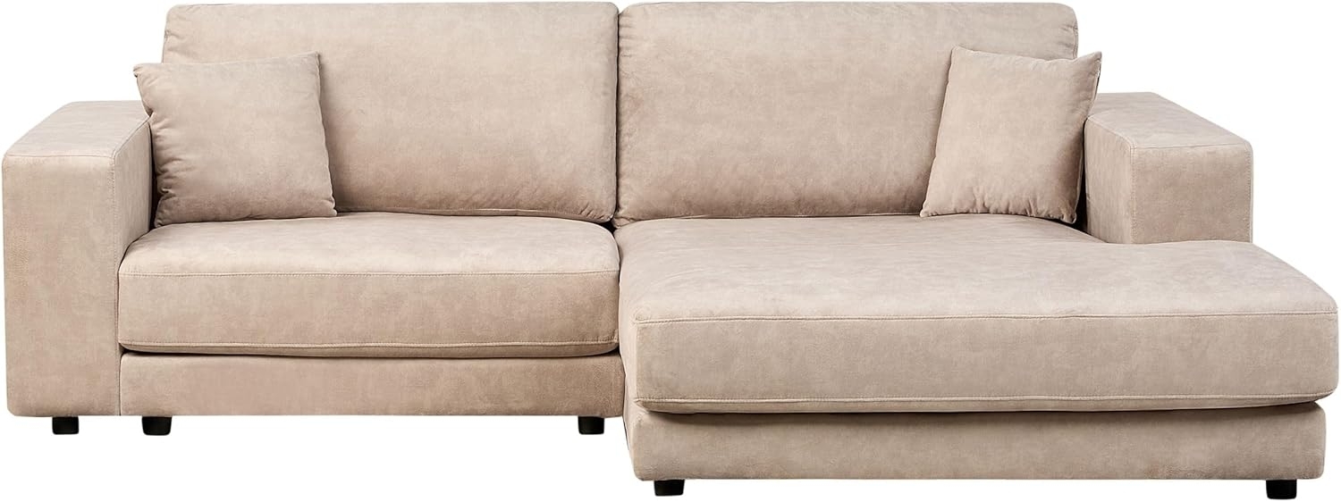 Ecksofa LOFOTEN Beige Samtstoff Linksseitig Bild 1