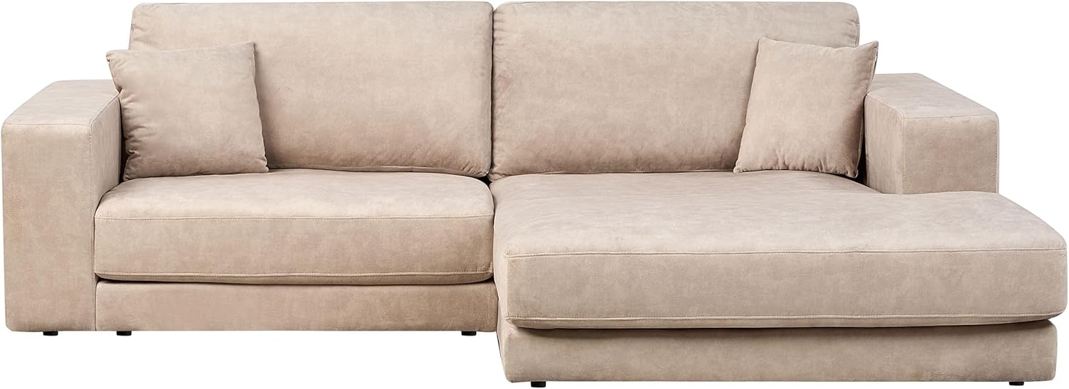 Ecksofa LOFOTEN Samtstoff Beige Linksseitig Bild 1