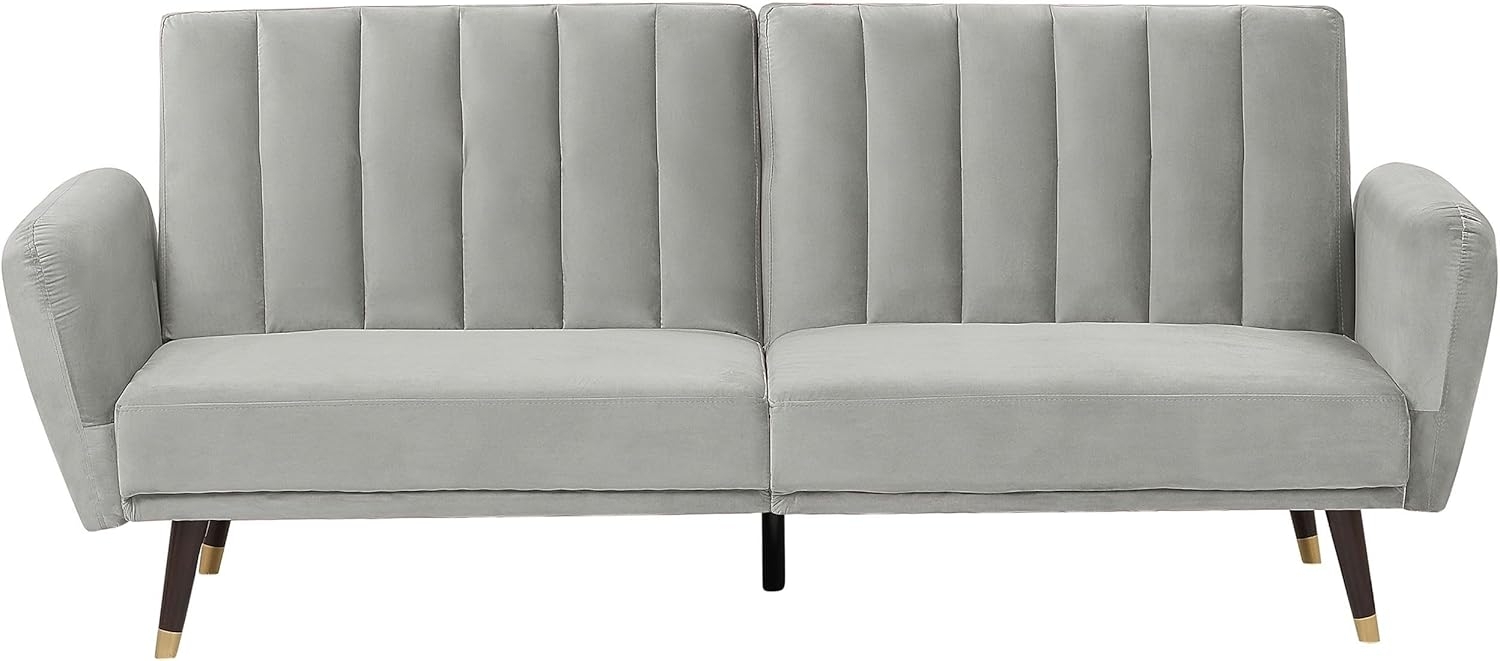 Schlafsofa 3-Sitzer Samtstoff hellgrau VIMMERBY Bild 1