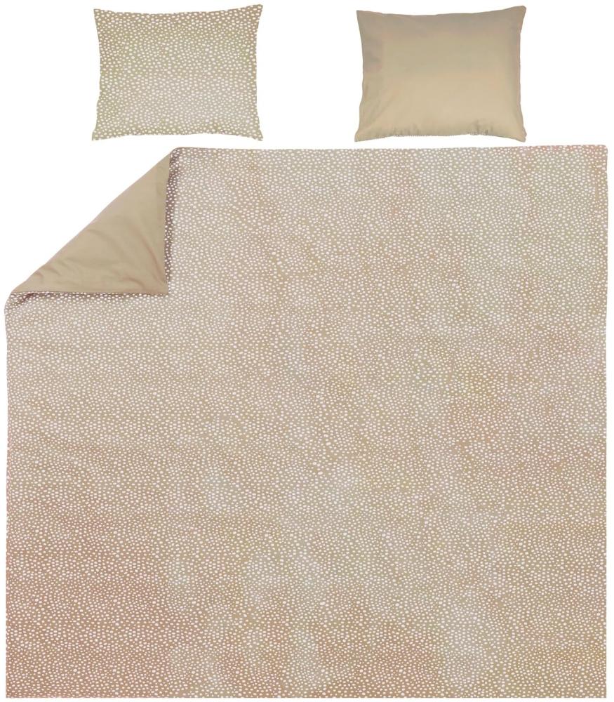 Meyco Home Cheetah/Uni Bettwäsche Doppelbett (Baumwolle, atmungsaktives Material, einfache Pflege, praktischer Einschlagstreifen, Maße: 240x200/220 cm), Taupe Bild 1