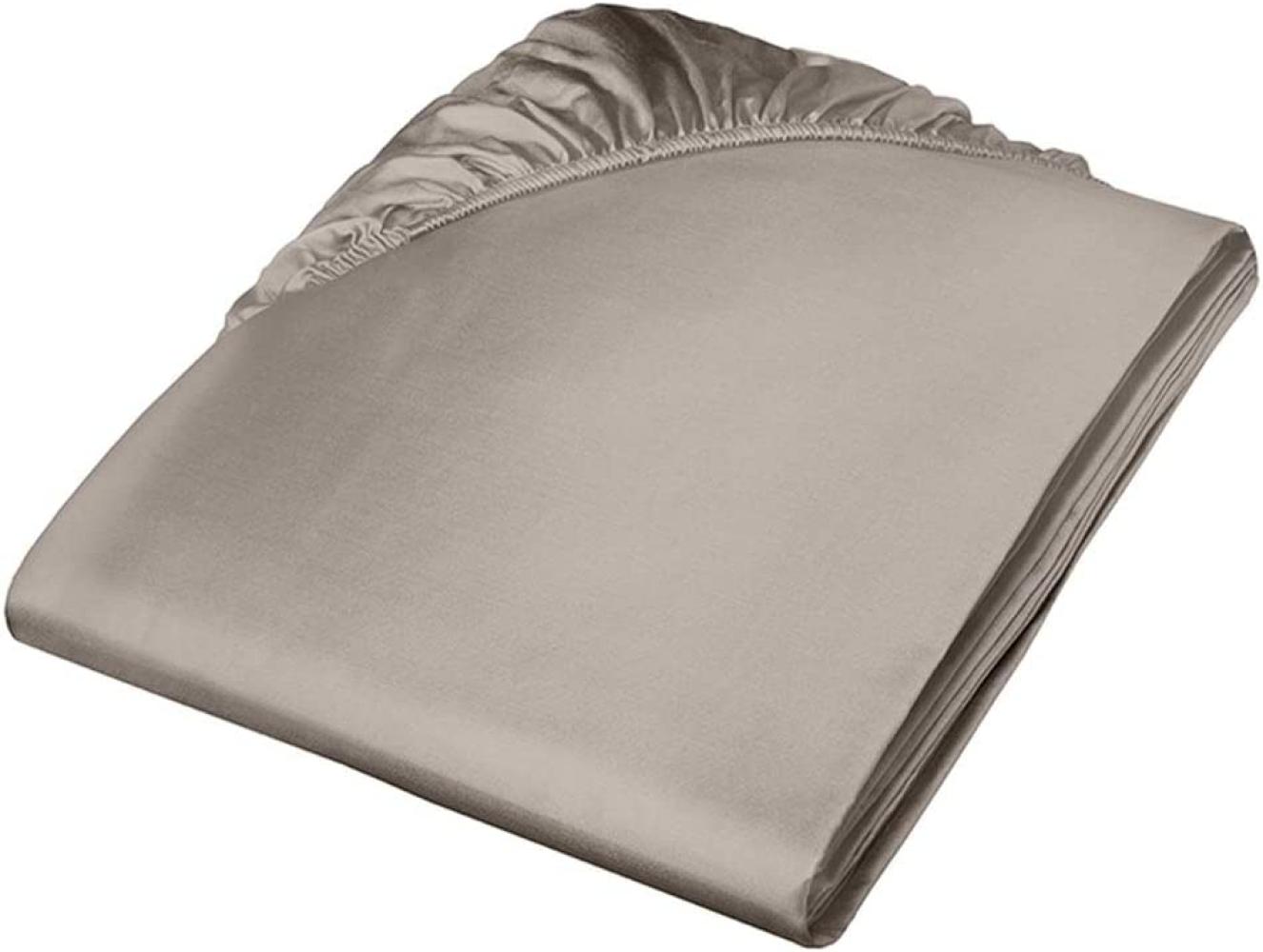 fleuresse Mako-Satin Spannbettlaken Bettlaken Colours 200x200 cm Taupe Bild 1