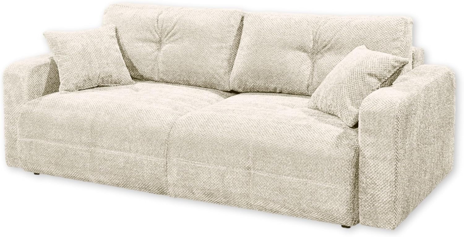 Schlafsofa Bullet von ED Exciting Design – Komfortables Mikrofaser-Sofa mit Nosagfederung Farbe Ivory, Bettkasten und Liftbeschlag Bild 1