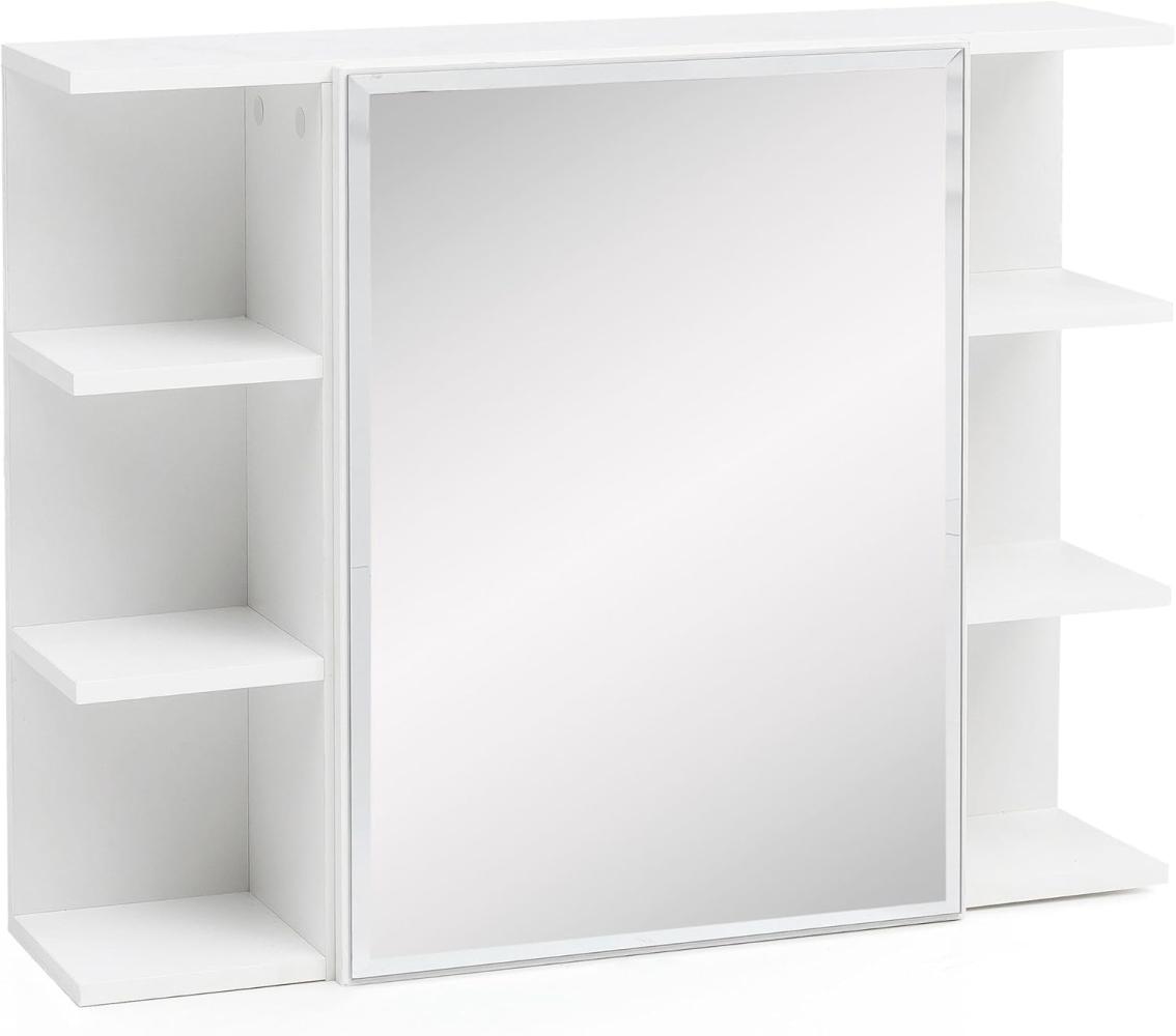 Wohnling Hängeschrank Spanplatte Spiegelschrank Modern, Weiß , 80x64,5x20cm Bild 1