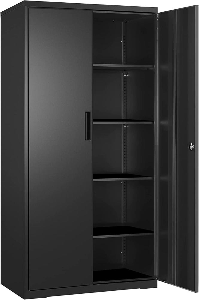 Songmics Aktenschrank mit 5 Ebenen, Pulverbeschichteter Stahl schwarz, 40 x 80 x 180 cm Bild 1