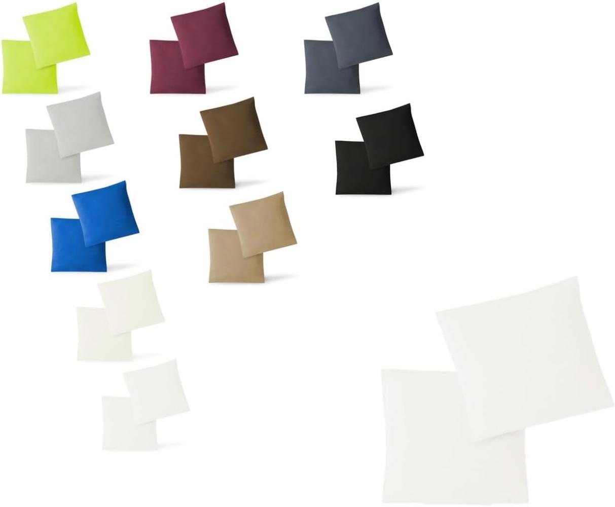 Jersey Kissenbezug, 2er Set, Baumwolle, Weiß, 80x80 cm Bild 1