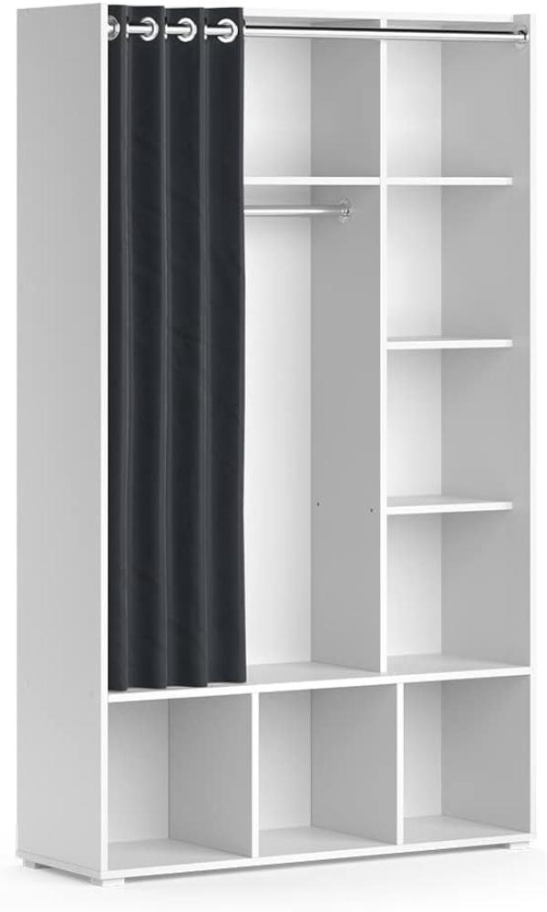 Vicco Kleiderschrank Schlafzimmerschrank Garderobe Luigi Weiß 106 x 178 cm modern Schrankregal Organizer Vorhang Kleiderstange Fächer Aufbewahrung Ablage Bild 1