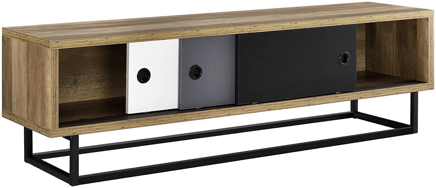en. casa Lowboard mit Schiebetüren Fernsehtisch Kommode TV Schrank Sideboard Bild 1