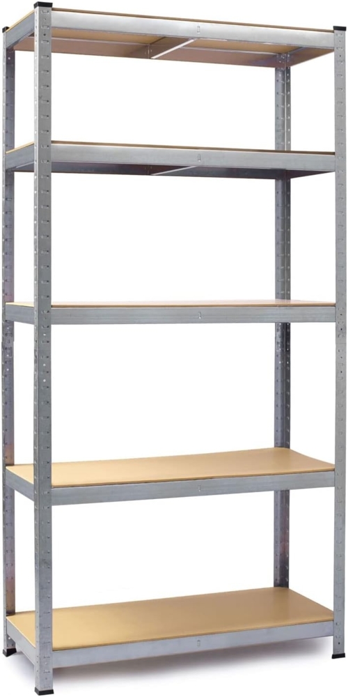 Humberg 4849 Schwerlastregal mit 5 Böden aus MDF 180 x 100 x 50 cm, Silber Bild 1