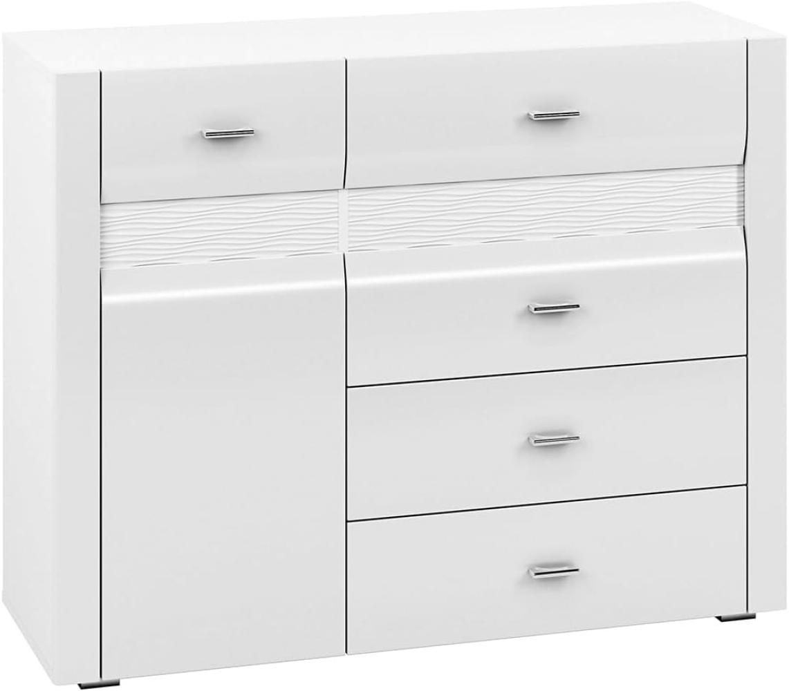 Kommode Arko Sideboard 119cm MDF weiß Hochglanz Bild 1