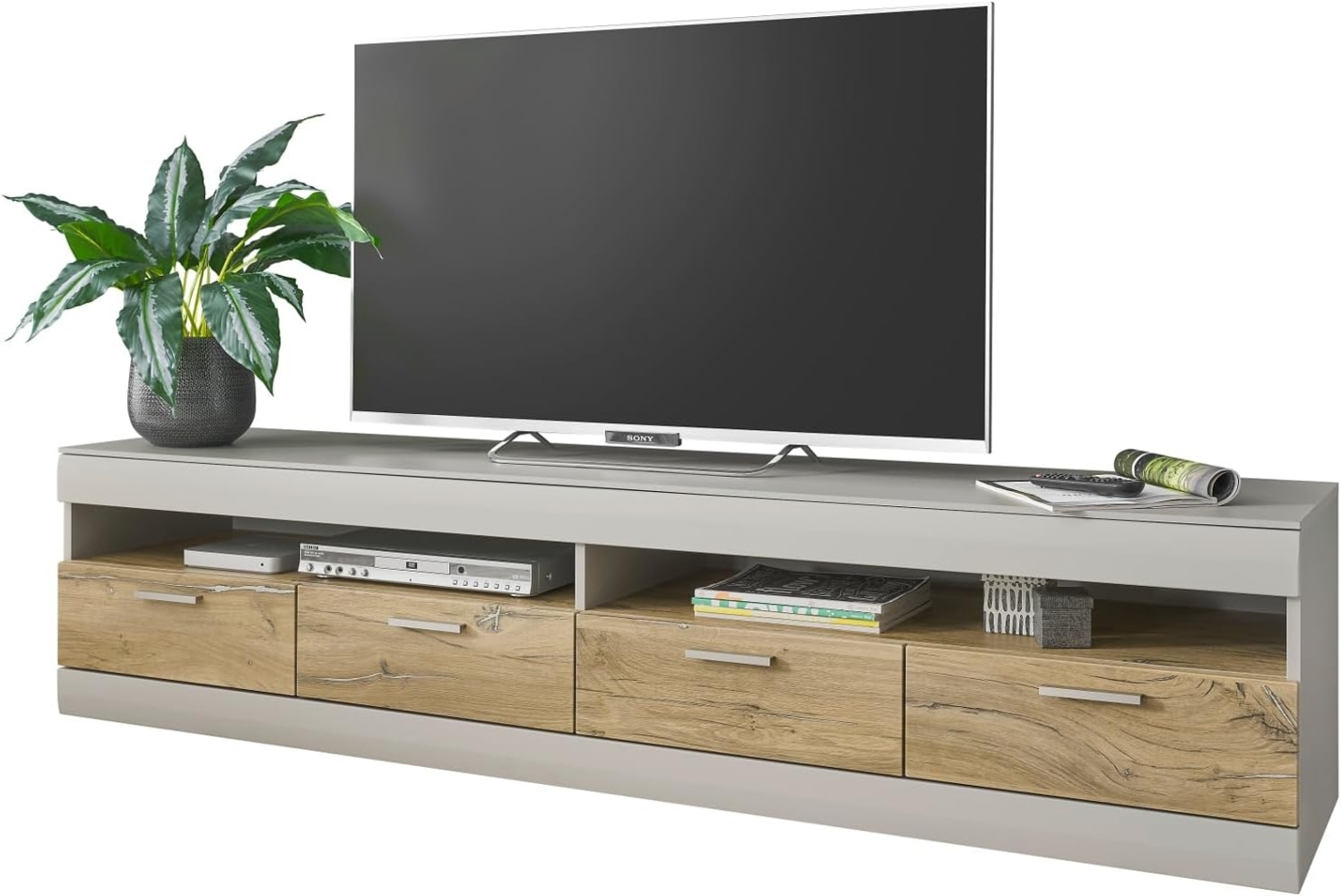 TV-Lowboard Griego in grau matt und Eiche 200 cm Bild 1