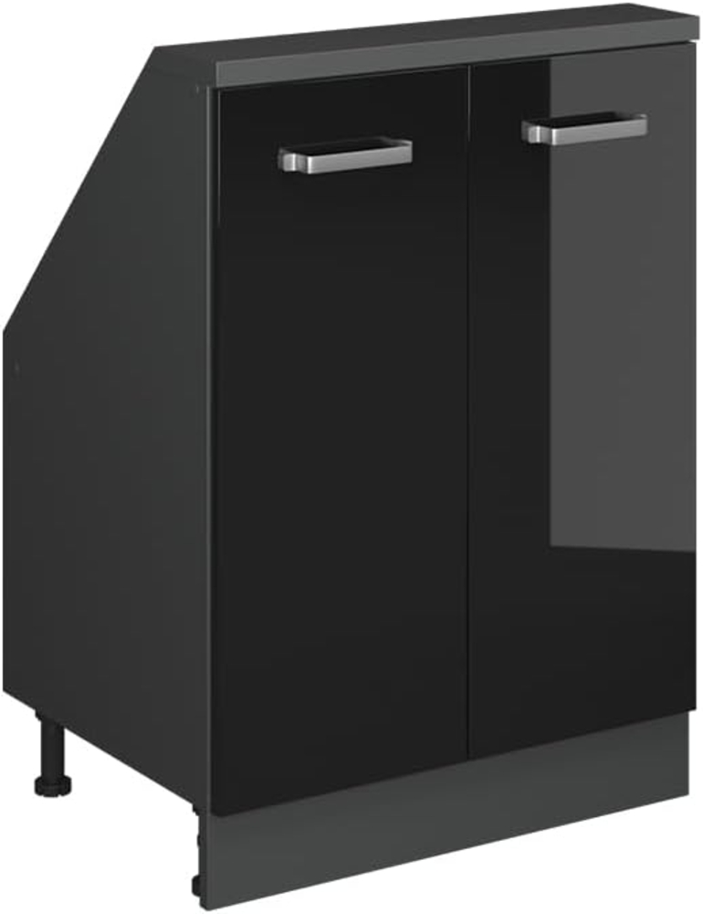 Dachschrägenschrank Rion Schwarz Hochglanz/Anthrazit mit 2 Türen Vicco Bild 1
