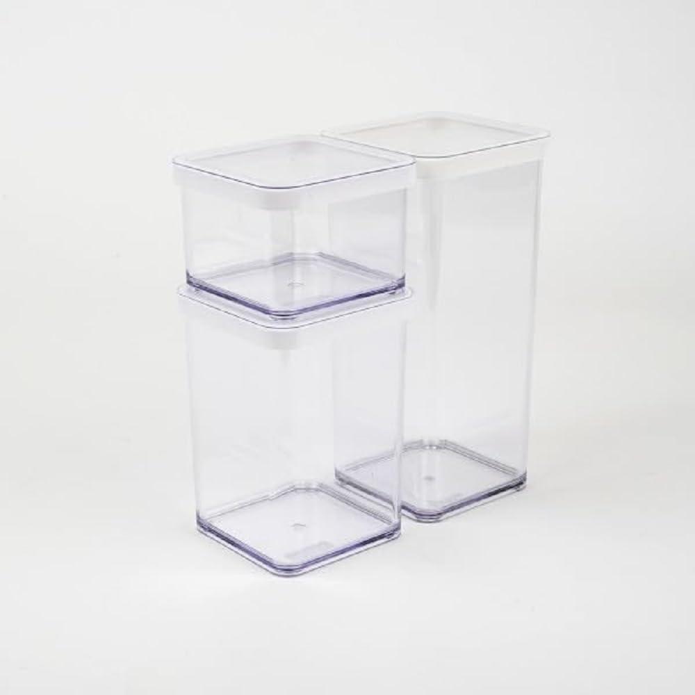 Rotho Loft 3er-Set Vorratsdosen verschiedene Größen, lebensmittelechter Kunststoff (PP) BPA-frei, transparent/weiss, (21.2 x 11.4 x 23.5 cm) Bild 1