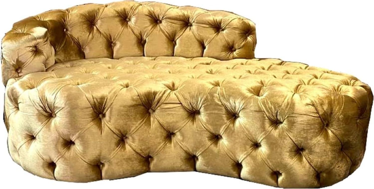 Casa Padrino Luxus Chesterfield Samt Chaiselongue Gold Bild 1