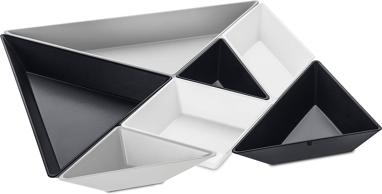 Koziol Tangram Ready Schalen-Set, 7-tlg, Snackschalen, Snackset, Kunststoff, Cosmos Black / Cotton White / Soft Grey, 30. 3 cm, 3480334 Bild 1