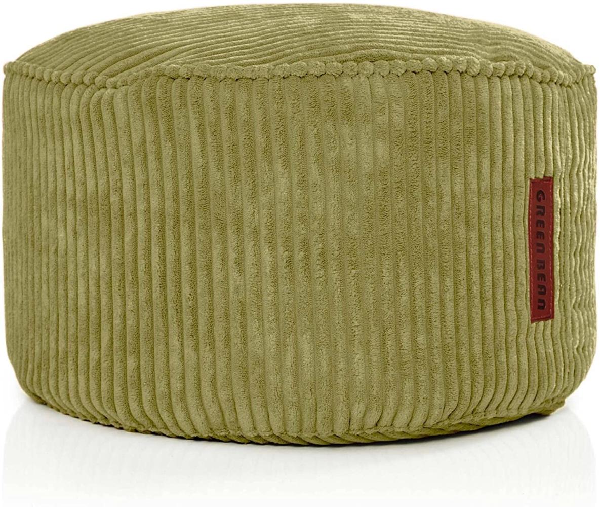 Green Bean© Indoor Sitzhocker Pouf "Cord"45x25cm EPS-Perlen Füllung & Cordstoff - Bodenkissen Liegekissen Sitzkissen Sitzhocker Relax-Sessel Grün Bild 1