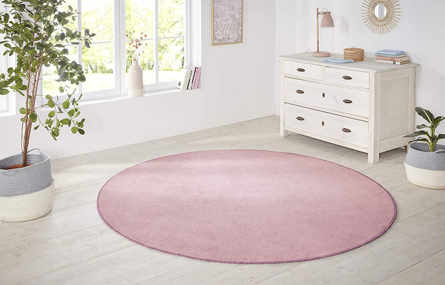 Kurzflor Teppich Nasty, rund - hell Rose - 200 cm Durchmesser Bild 1