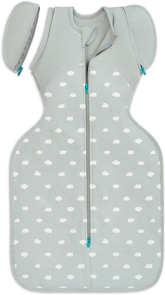 Love To Dream Swaddle Up Transition, 8.5-11 kg, White Mini Cloud, Snug Fit, Zip-Off Wings, 1.5 TOG Suitable for Milde Temperature (18-22°C), Machine Washable & Double Zip for Easy Diaper Change Bild 1