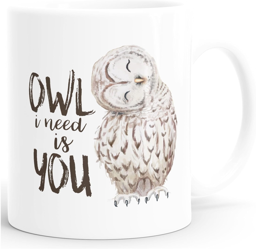 MoonWorks Tasse ''Kaffee-Tasse Eule Owl I need is you Liebe Spruch Geschenk Valentinstag Weihnachten Ehe Partnerschaft MoonWorks'' Bild 1