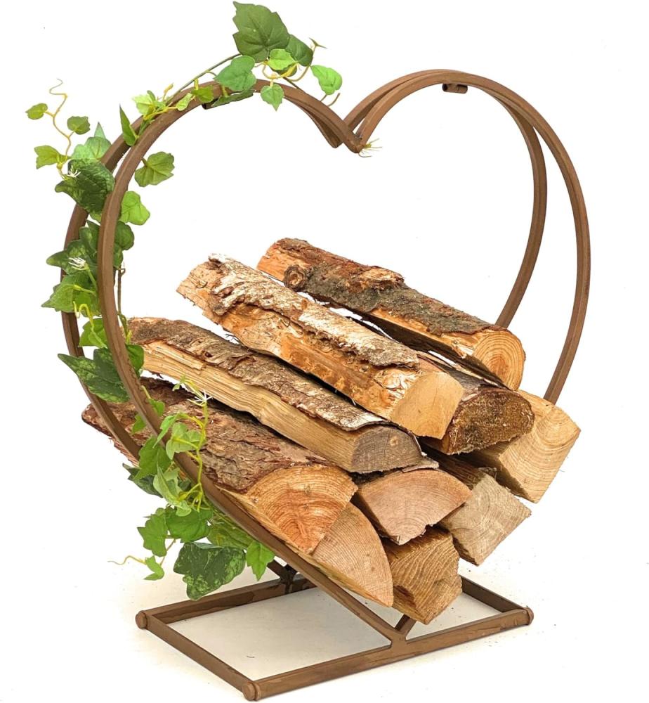 Kaminholzregal Innen Metall Herz Kaminholzständer 2013221 M 53 cm Holzkorb Kaminholzhalter Holzregal Feuerholzhalter Deko Bild 1