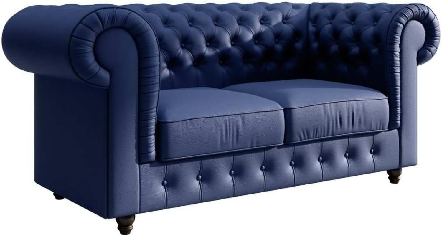 Chesterfield Sofa Lorena (Kunstleder) Dunkelblau Bild 1