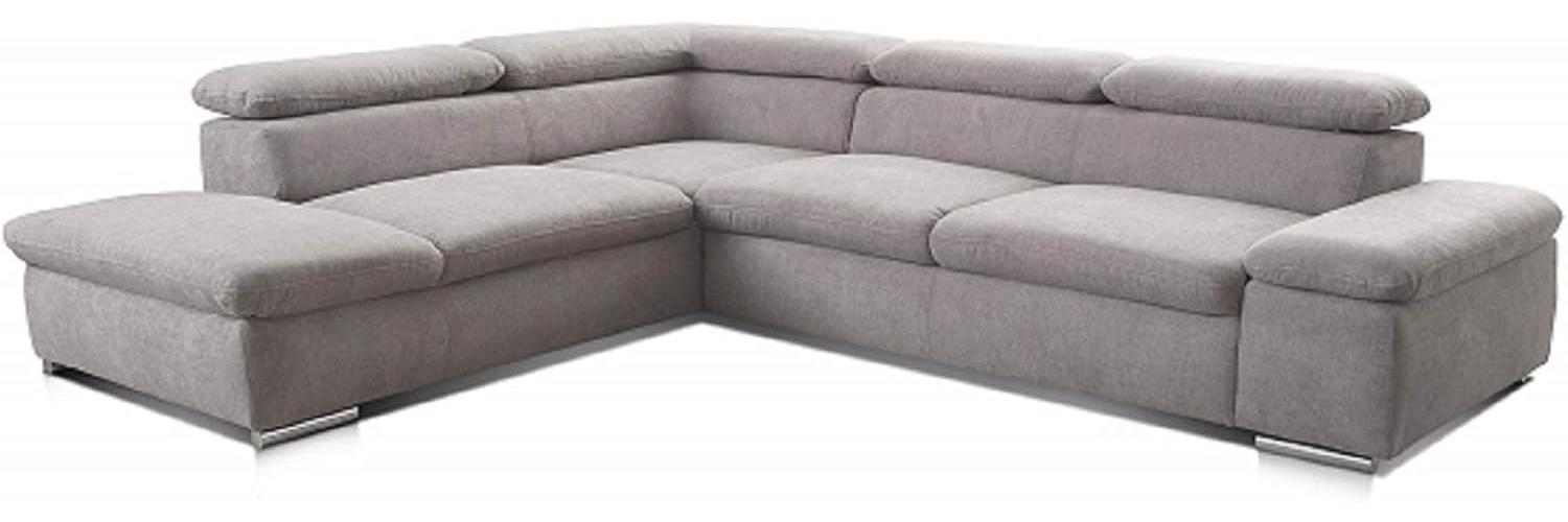 Cavadore Ecksofa Alkatraz / Großes Sofa in L-Form mit Ottomanen links und verstellbaren Kopfstützen/ Modernes Design / 274 x 66 x 228 cm / Grau Bild 1