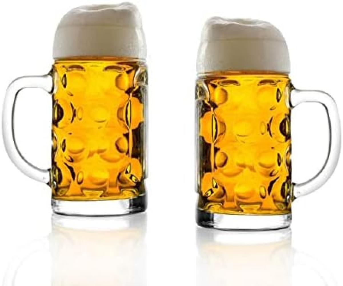 Stölzle Oberglas Bierkrug ISAR / 2er Set Bierkrüge 1 Liter/Stabiler Bier Krug/Maßkrug aus Soda Lime Glas/Bierglas 1L Spülmaschinengeeignet 500 00 53 Bild 1