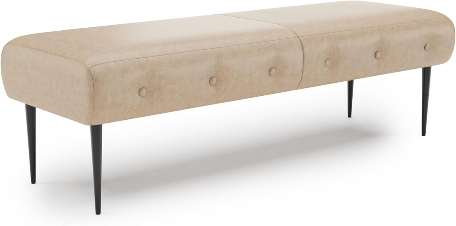 CAVADORE Sitzbank Amba, Trendige Polsterbank 2,5-sitzig für Küche, Esszimmer oder Wohnküche / Küchenbank passend zum 2,5-Sitzer Amba / 139 x 52 x 54 / Hochwertiges Mikrofaser: Beige Bild 1