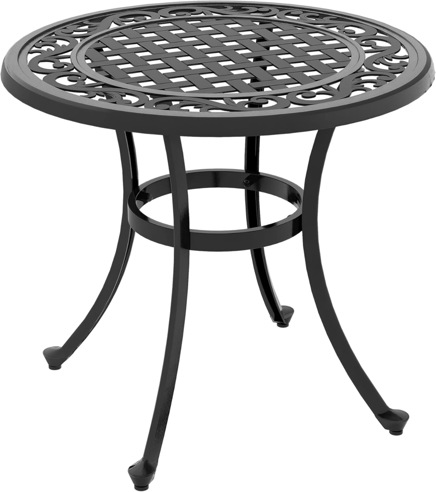 Outsunny Gartentisch Beistelltisch, Terrassentisch mit Aluminiumrahmen (Balkontisch, 1-St, Couchtisch), für Garten, Balkon, Schwarz, 60 x 60 x 53 cm Bild 1