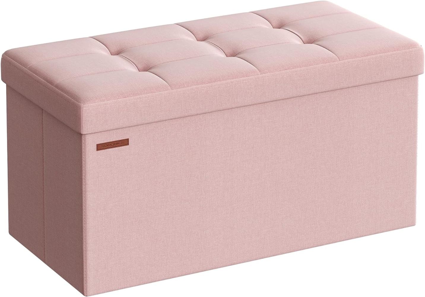 Songmics Sitzhocker mit Stauraum, klappbare Sitzbank, 38 x 76 x 38 cm Fußbank, Aufbewahrungsbox, bis 300 kg belastbar, für Wohnzimmer Schlafzimmer Flur, pastellrosa LSF047R11 Bild 1