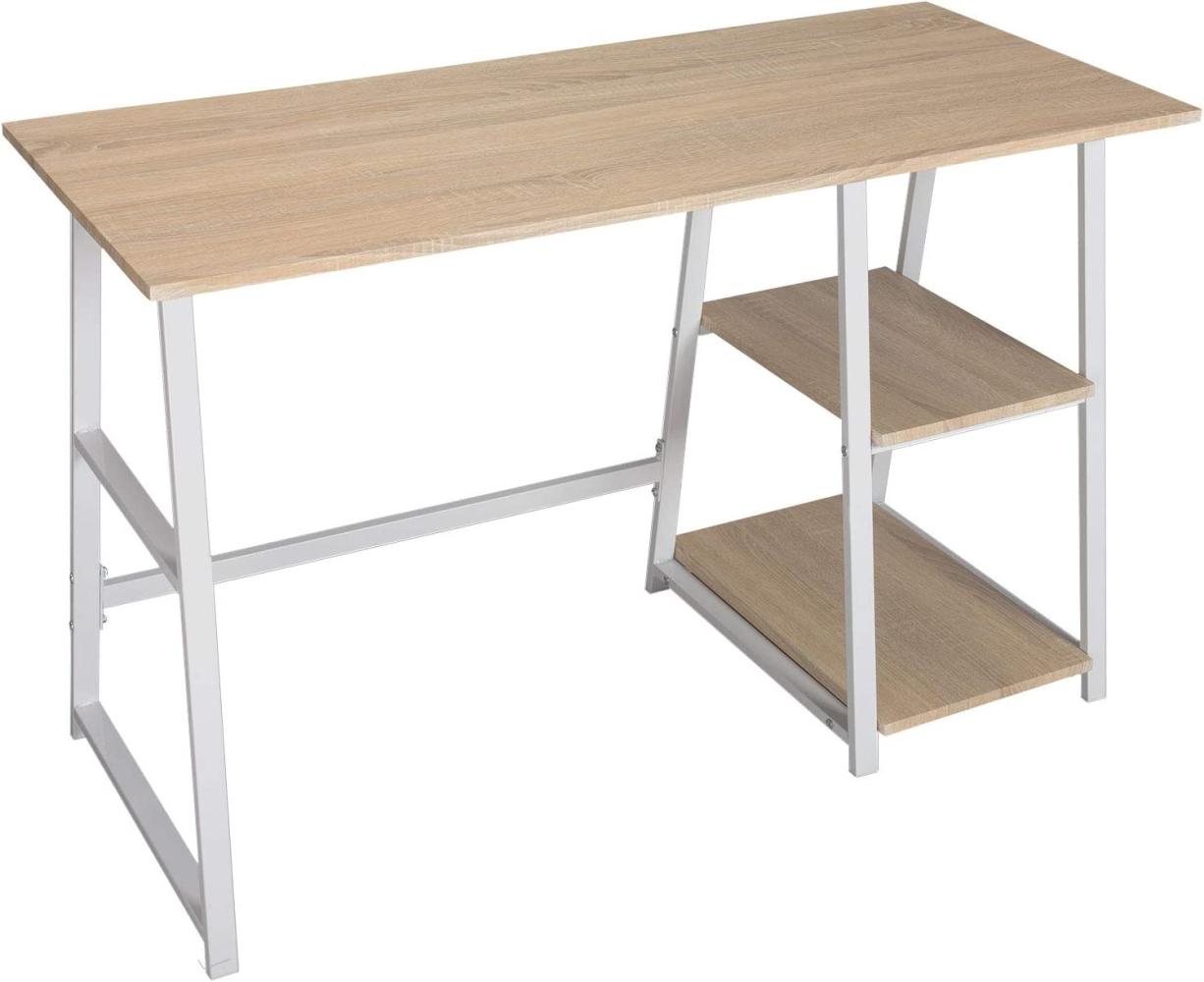 WOLTU® Schreibtisch TSG25hei Computertisch Bürotisch Arbeitstisch PC Laptop Tisch, mit 2 Ablagen, aus MDF und Stahl, 120x50x73cm(BxTxH) Bild 1