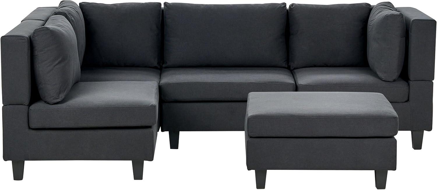 Ecksofa mit Ottomane UNSTAD Schwarz Stoff Bild 1