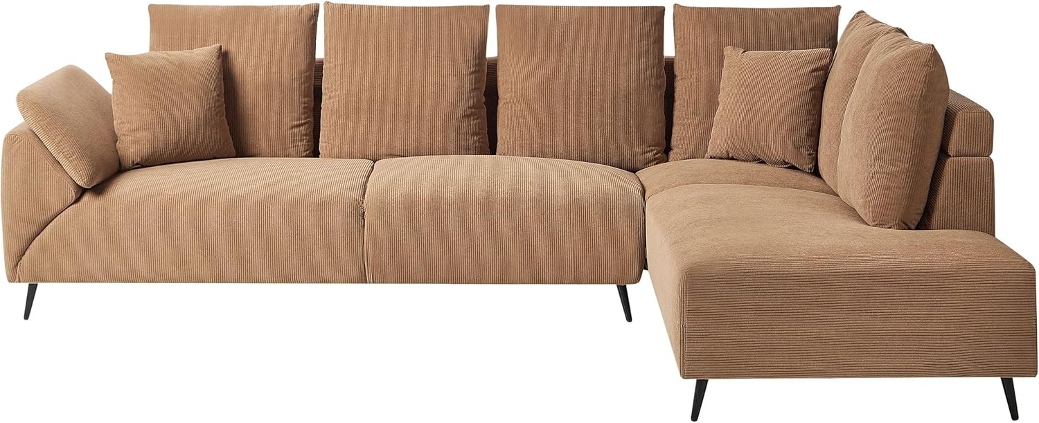 Ecksofa LUNNER Cord Braun Linksseitig Bild 1