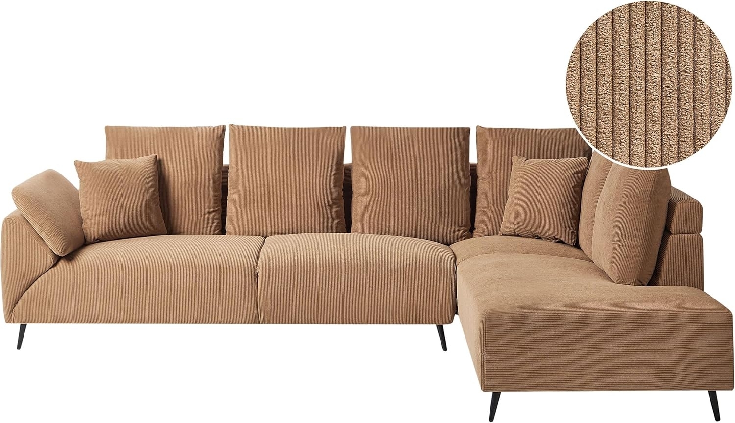 Ecksofa LUNNER Cord Braun Linksseitig Bild 1