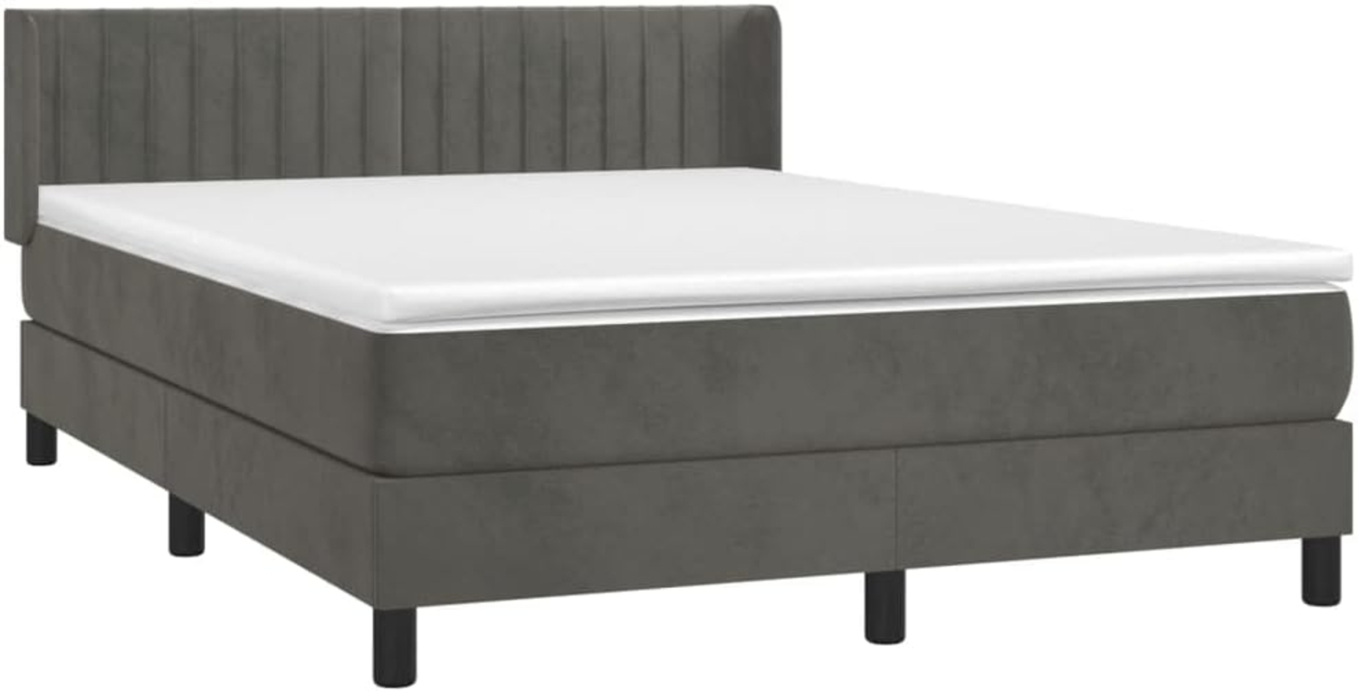 vidaXL Boxspringbett mit Matratze Dunkelgrau 140x190 cm Samt 3131076 Bild 1
