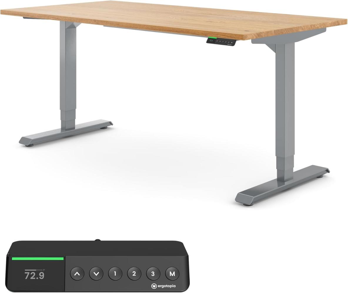 Desktopia Pro X - Elektrisch höhenverstellbarer Schreibtisch / Ergonomischer Tisch mit Memory-Funktion, Eiche Echtholz, Gestell Grau, 180x80 cm Bild 1