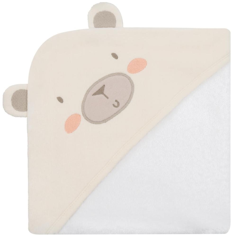 Kikkaboo Kapuzenhandtuch 90 x 90 cm, Babyhandtuch mit Kapuze, 100% Baumwolle beige Bild 1