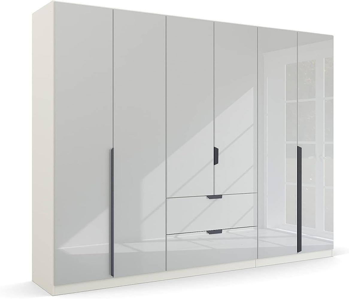 Kleiderschrank Drehtürenschrank Modern | 6-türig | mit Schubkästen | glasweiß / alpinweiß | 271x210 Bild 1