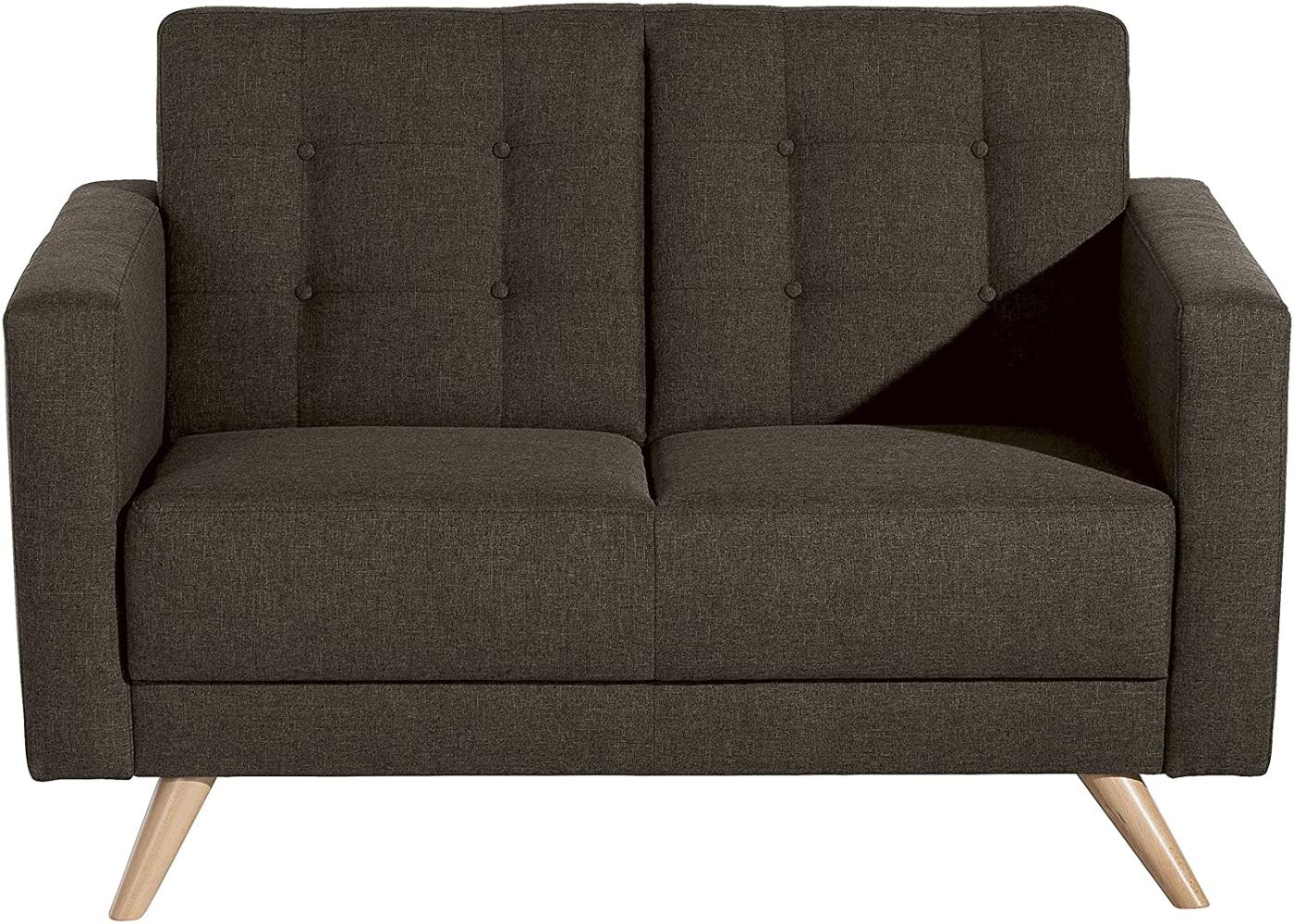 Julian Sofa 2-Sitzer Flachgewebe Braun Buche Natur Bild 1