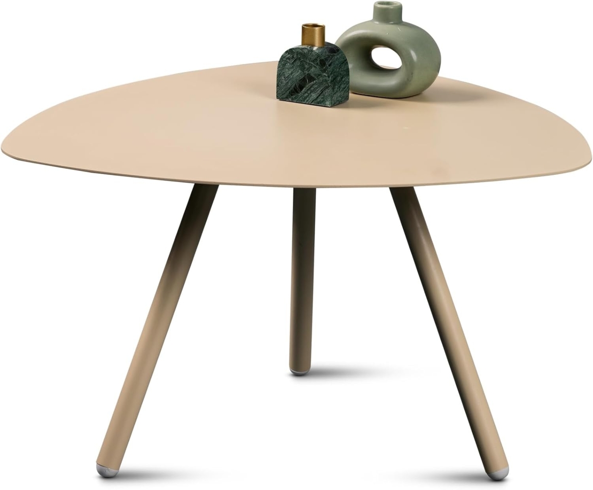 M2 Kollektion Mira 3 – Moderner Couchtisch 60 x 60 x 35 cm | Pulverbeschichtetes Metall, beige | Outdoorfähig, wetterfest & pflegeleicht | Perfekt als Couchtisch, Beistelltisch oder Balkon-Tisch Bild 1